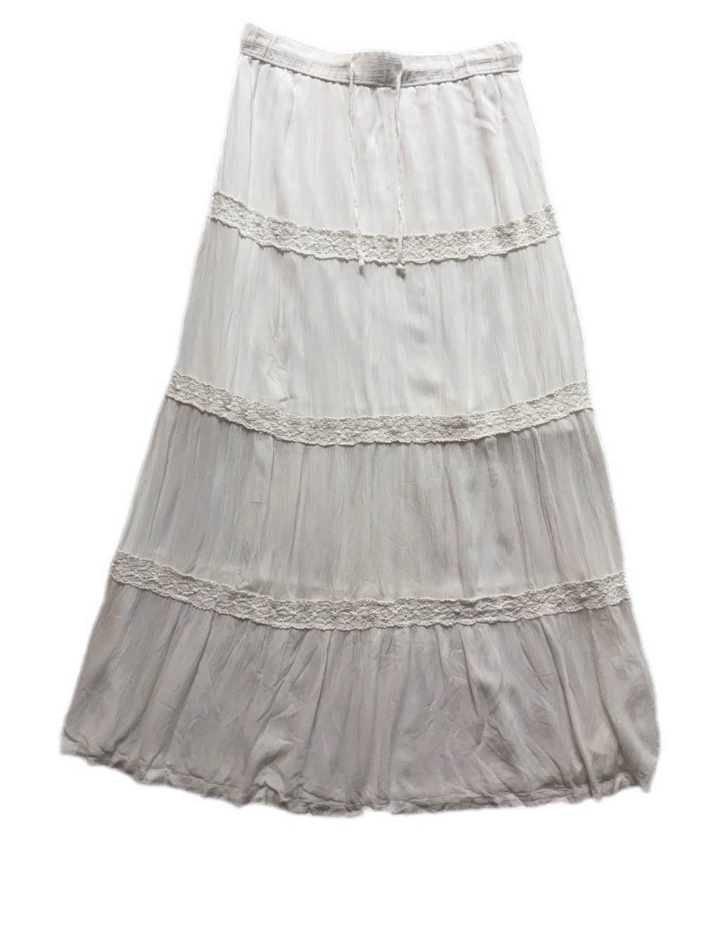 Boho Peasant Maxi Skirt Ivory - Picture 2 of 10